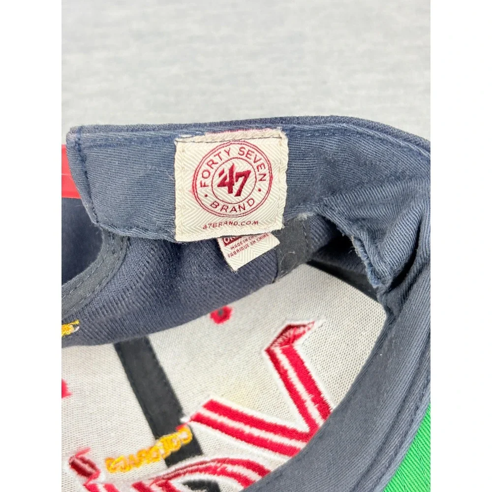47 Brand Vail Colorado Snapback Hat Mens Navy Red Flat Brim Wool Blend Ski Cap